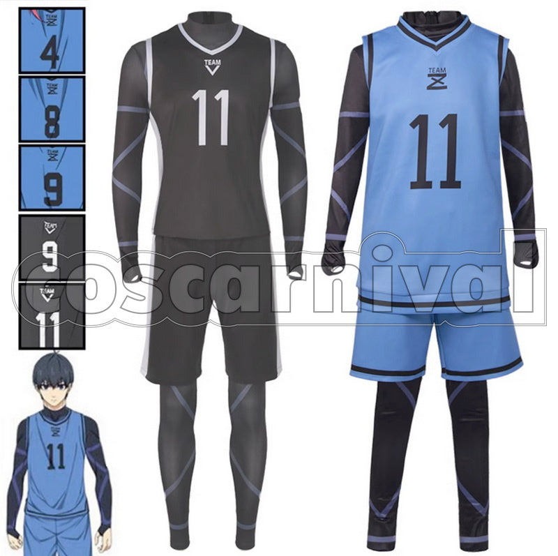 BLUE LOCK Yoichi Isagi Meguru Bachira Hyoma Chigiri Blue Sportswear Cosplay Costume