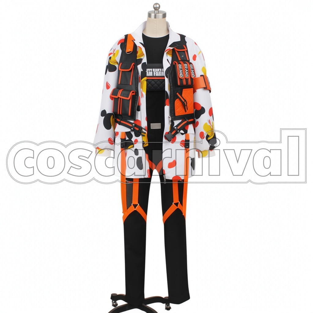 Disney Twisted-Wonderland Outfit Floyd Leech Beans Camo Cosplay Costume