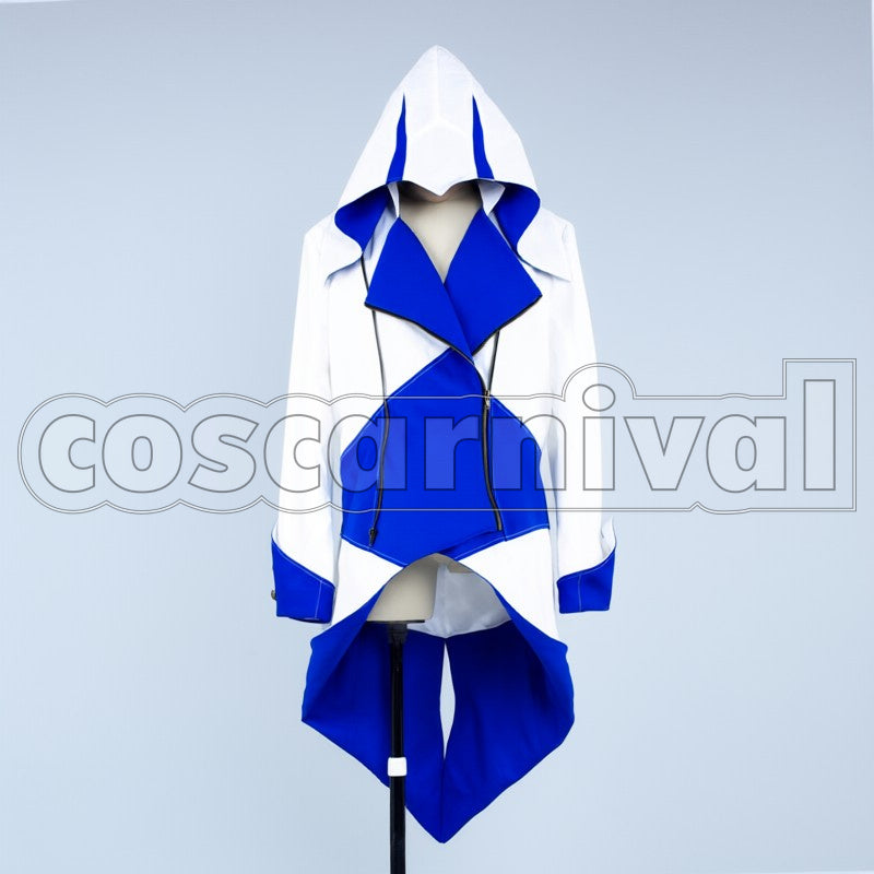 Creed III Connor Ratonhnhak :ton White and Blue cosplay costume from Assassin's, front view