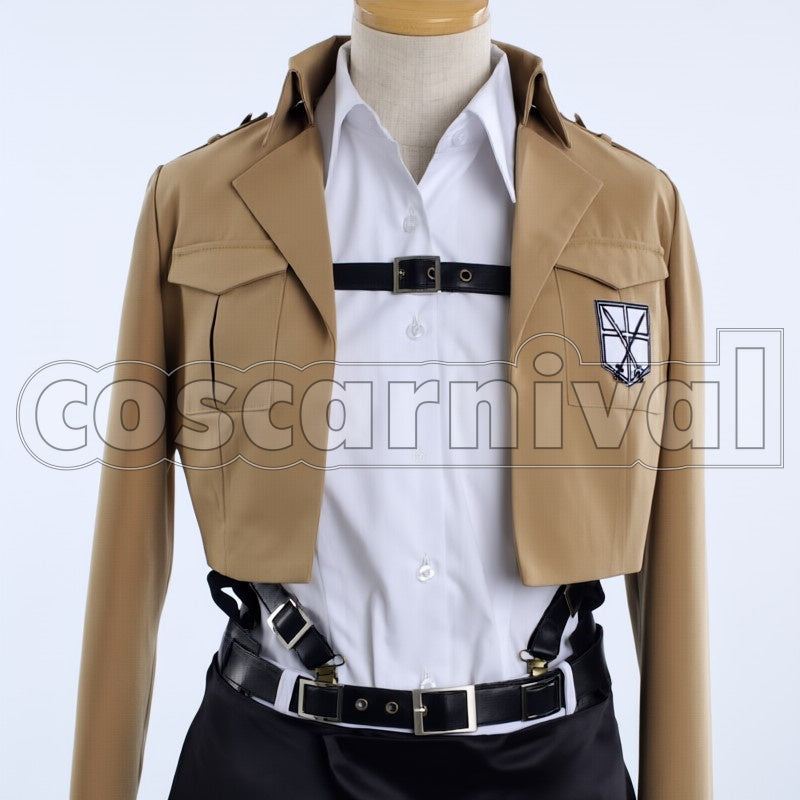 Survey Corps Mikasa Ackerman cosplay costume from Attack on Titan, front view 4