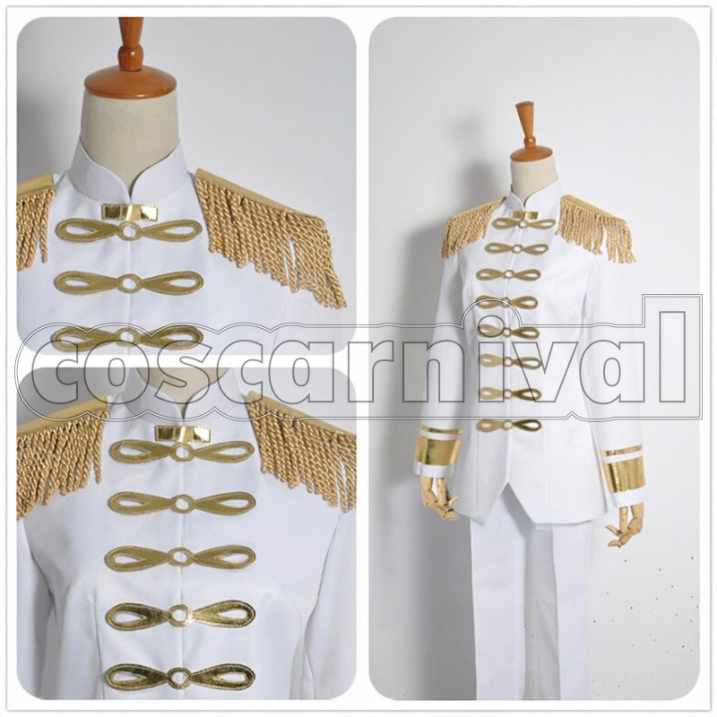 - Wings of Counterattack - ONLINE Levi Captain Senior Imperial Military Police White Military cosplay costume from Attack on Titan, front view 2