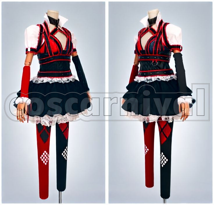 Knight Harley Quinn Cosplay cosplay costume from Batman: Arkham, front view 5