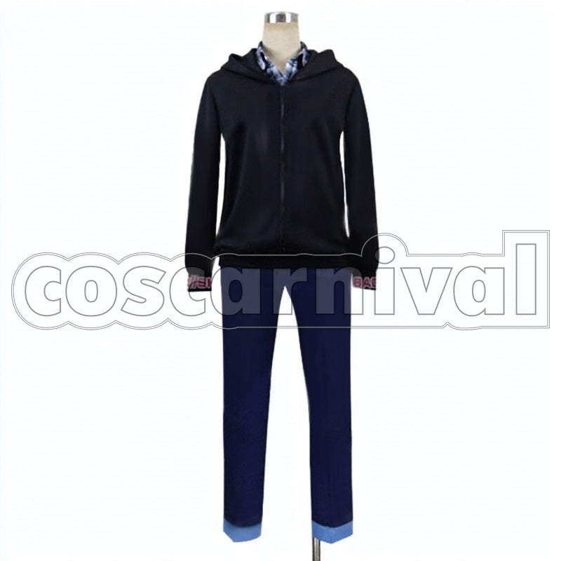 Black wiriamu makubesu cosplay costume from Blood Blockade Battlefront, front view