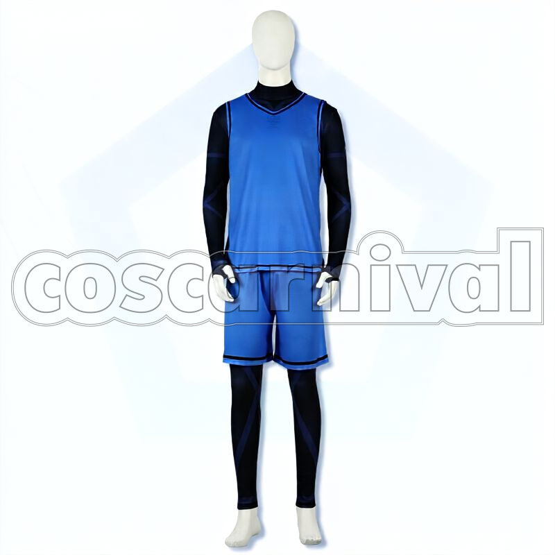 Practice Uniform Customizable Number & Name Cosplay cosplay costume from Blue Lock, front view 2