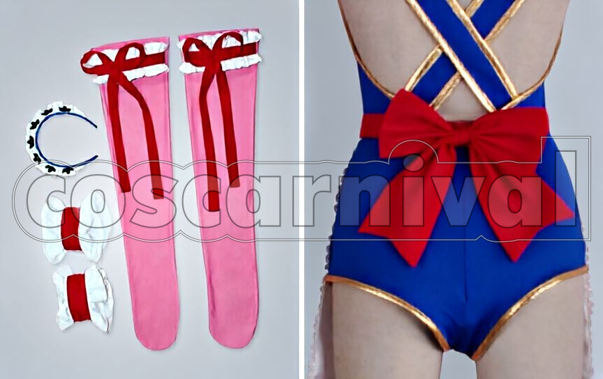 the Rebellion R2 Shirley Fenette Swimsuit Cosplay cosplay costume from Code Geass: Lelouch of, set view