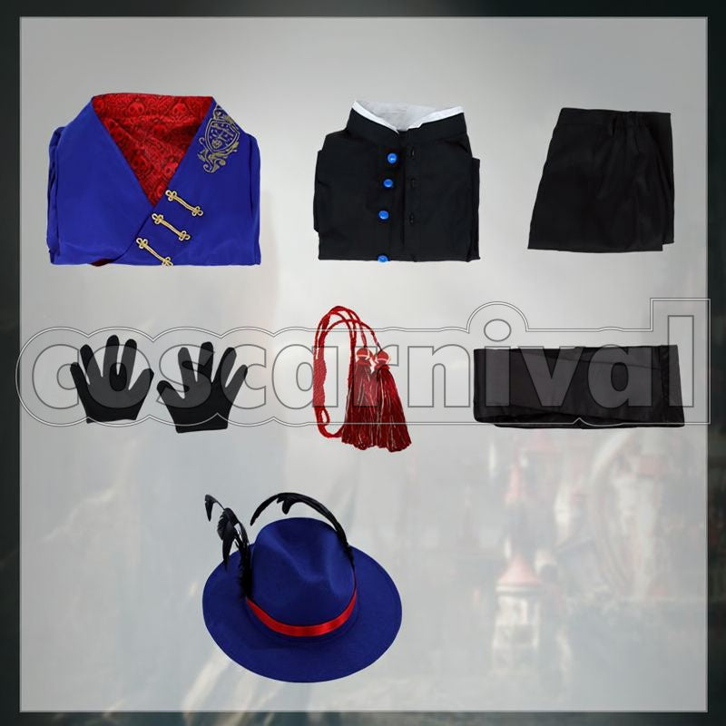 Hunt Pomefiore Dorm Uniform Cosplay cosplay costume from Disney Twisted-Wonderland Rook, set view