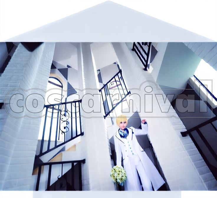 Arthur Pendragon (Prototype) White Rose Costume Dress Cosplay cosplay costume from Fate/Grand Order, front view 2