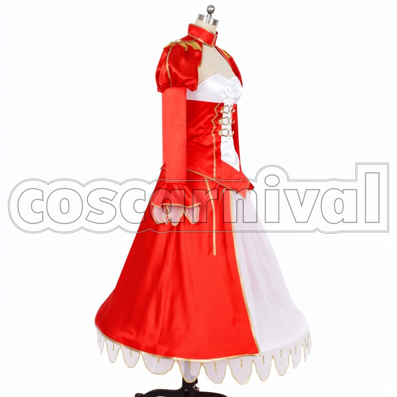 fgo Nero Claudius Red Saber cosplay costume from Fate Grand Order, side view