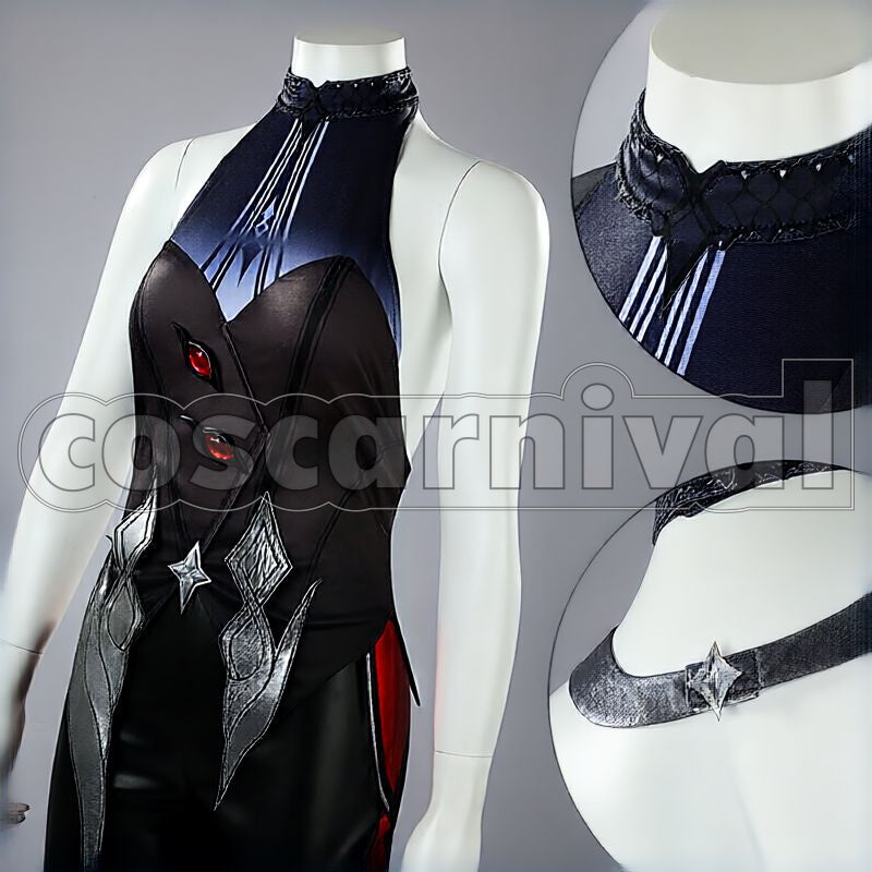 Fatui Harbingers Arlecchino The Knave Cosplay cosplay costume from Genshin Impact, front view 4