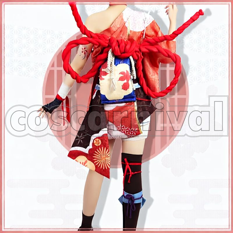 Inazuma Yoimiya Cosplay cosplay costume from Genshin Impact, back view 1