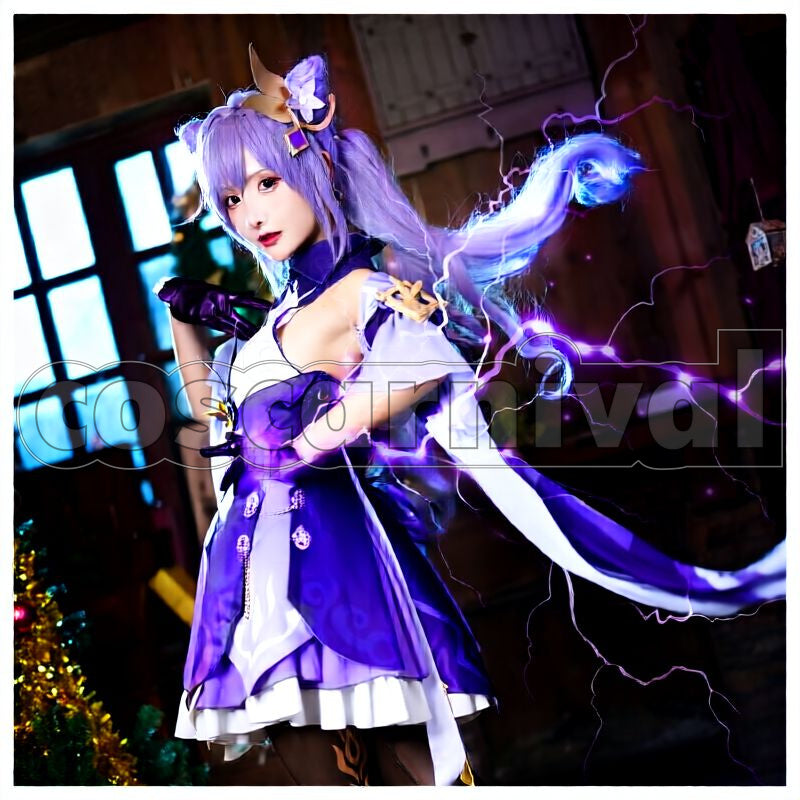 Liyue Keqing Cosplay cosplay costume from Genshin Impact, front view 1