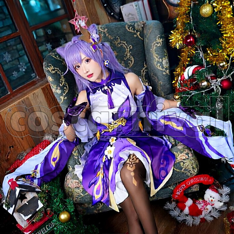 Liyue Keqing Cosplay cosplay costume from Genshin Impact, front view 3