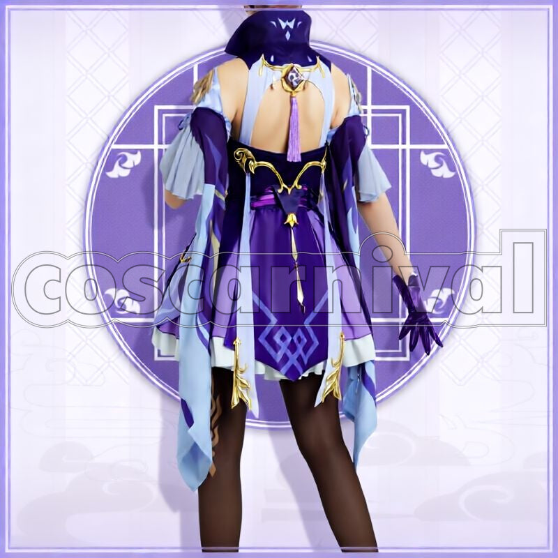 Liyue Keqing Cosplay cosplay costume from Genshin Impact, back view