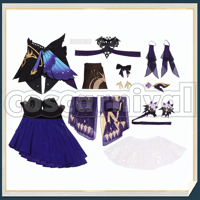 Liyue Keqing Opulent Splendor Cosplay cosplay costume from Genshin Impact, set view