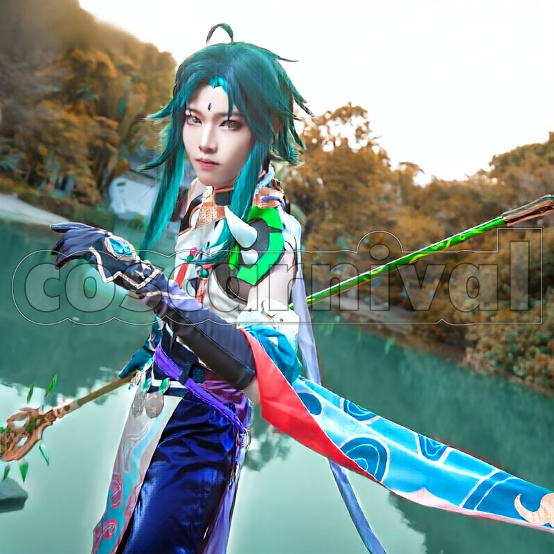 Liyue Xiao Cosplay cosplay costume from Genshin Impact, front view 2