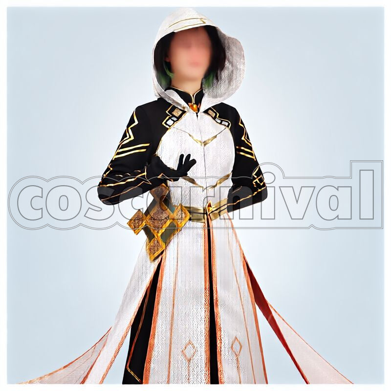 Liyue Zhongli Rex Lapis Morax Divine Outfit Cosplay cosplay costume from Genshin Impact, front view 1