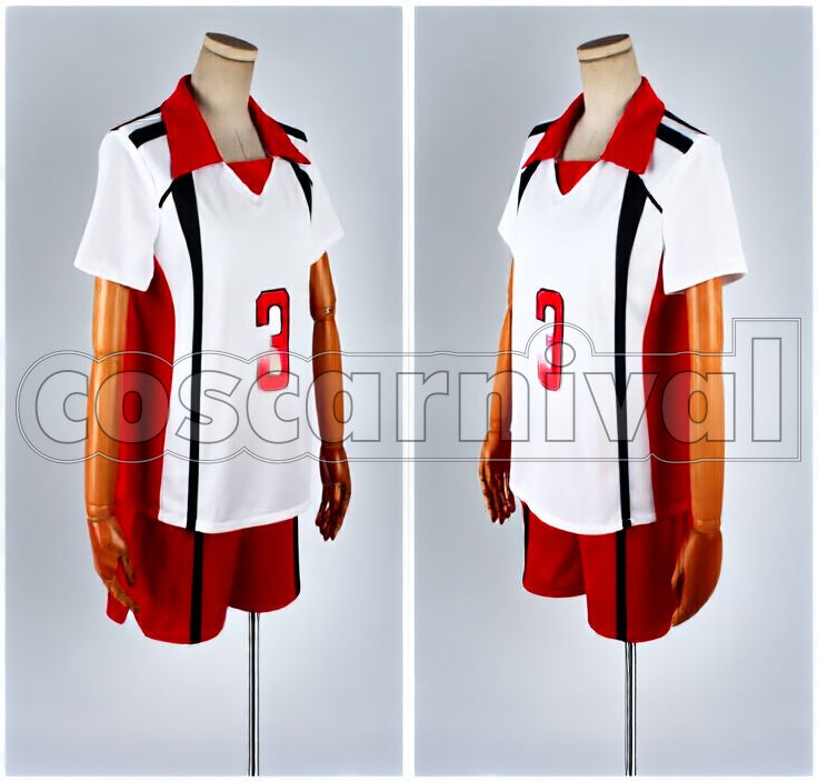 High Morisuke Yaku White Uniform Anime Version Cosplay cosplay costume from Haikyu!! Nekoma, front view 2