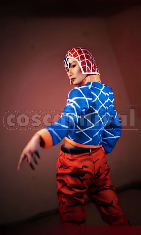 Adventure Golden Wind Guido Mista Cosplay cosplay costume from JoJo's Bizarre, back view