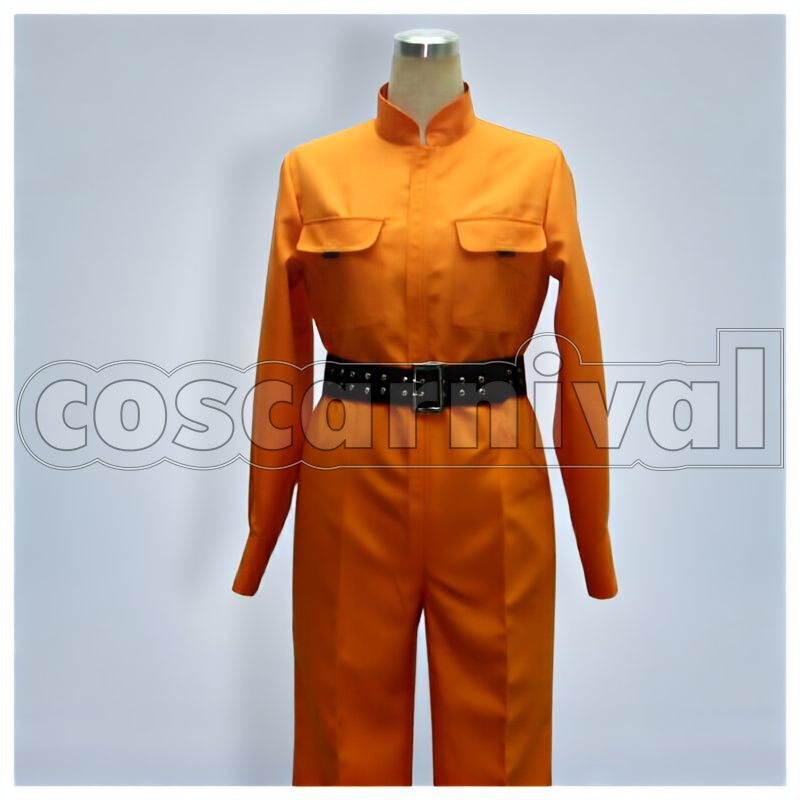 Kyoya Hibari Orange Jumpsuit Cosplay cosplay costume from Katekyo Hitman Reborn!, front view 1