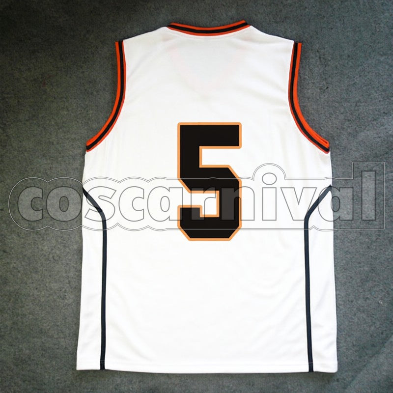 High No. 5 Shinsuke Kimura cosplay costume from Kuroko's Basketball Shutoku, back view