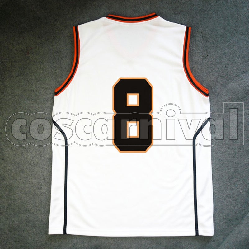 High No. 8 Kiyoshi Miyaji cosplay costume from Kuroko's Basketball Shutoku, back view