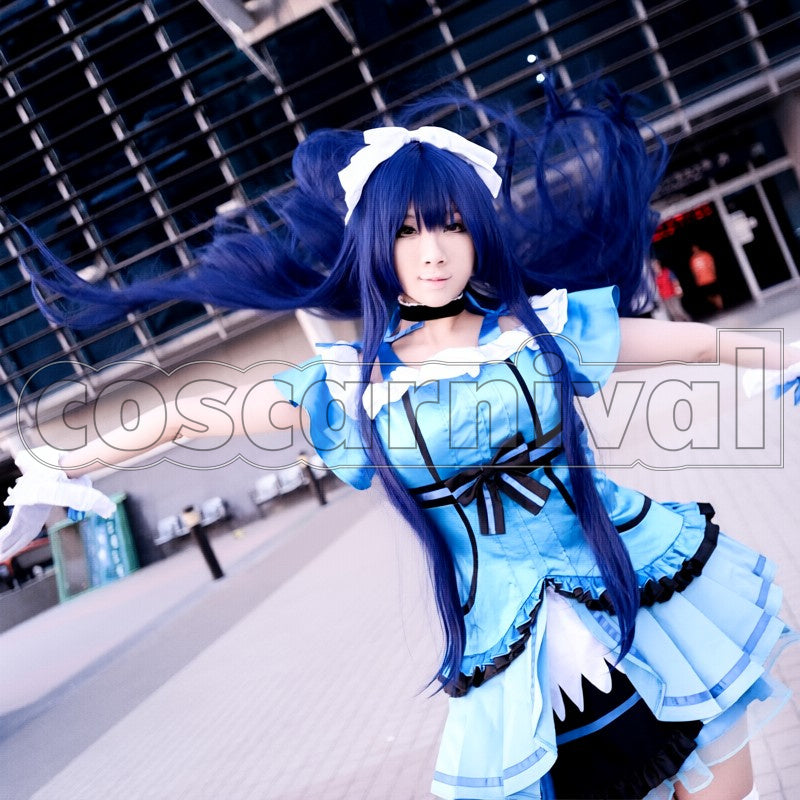 2 Episodes 12 13 Insert Song KiRa-KiRa Sensation! Happy maker! Umi Sonoda cosplay costume from Love Live! Season, front view 3