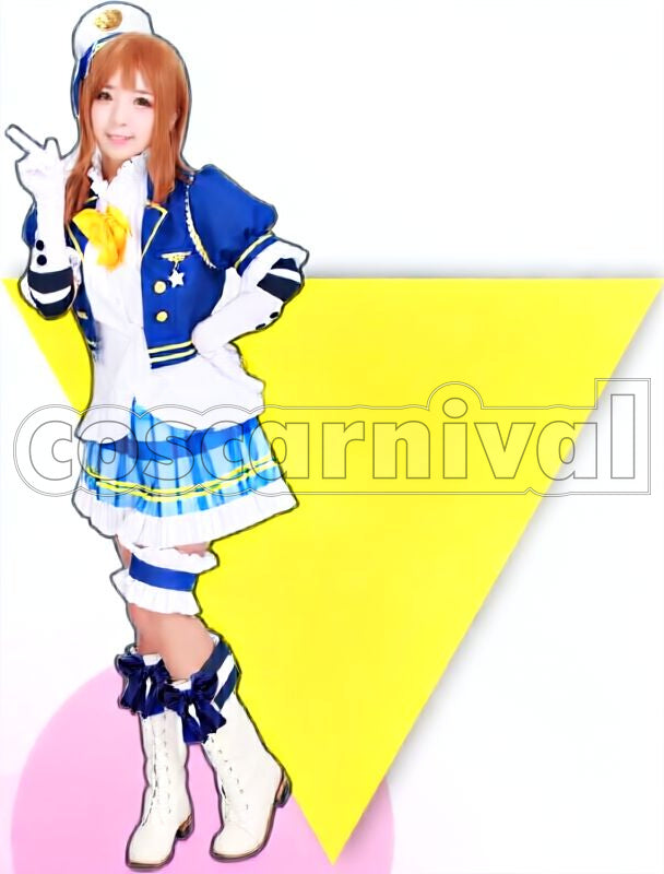 Sunshine!! Aqours Chika Takami, Riko Sakurauchi, Kanan Matsuura, Dia Kurosawa, You Watanabe, Yoshiko Tsushima, Hanamaru Kunikida, Mari Ohara etc. School idol Festival Summer All Members with Ribbon Tie Cosplay cosplay costume from Love Live!, front view 4
