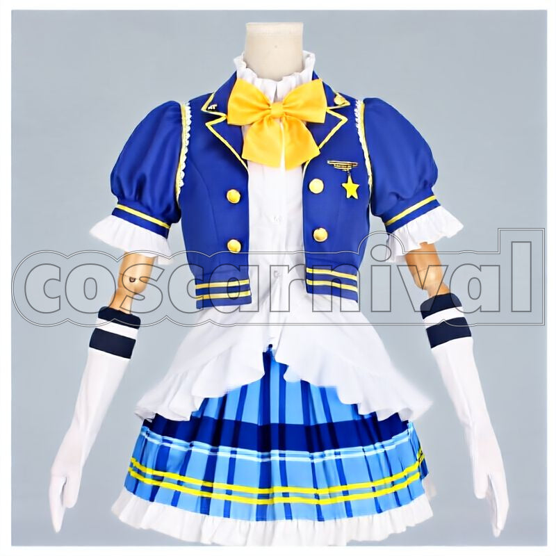 Sunshine!! Aqours Chika Takami, Riko Sakurauchi, Kanan Matsuura, Dia Kurosawa, You Watanabe, Yoshiko Tsushima, Hanamaru Kunikida, Mari Ohara etc. School idol Festival Summer All Members with Ribbon Tie Cosplay cosplay costume from Love Live!, front view 10