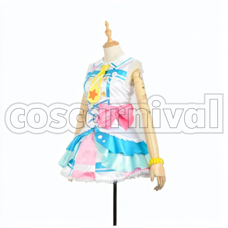 Aqours Kimi no Kokoro wa Kagayaiteru kai? Hanamaru Kunikida cosplay costume from Love Live! Sunshine!!, side view