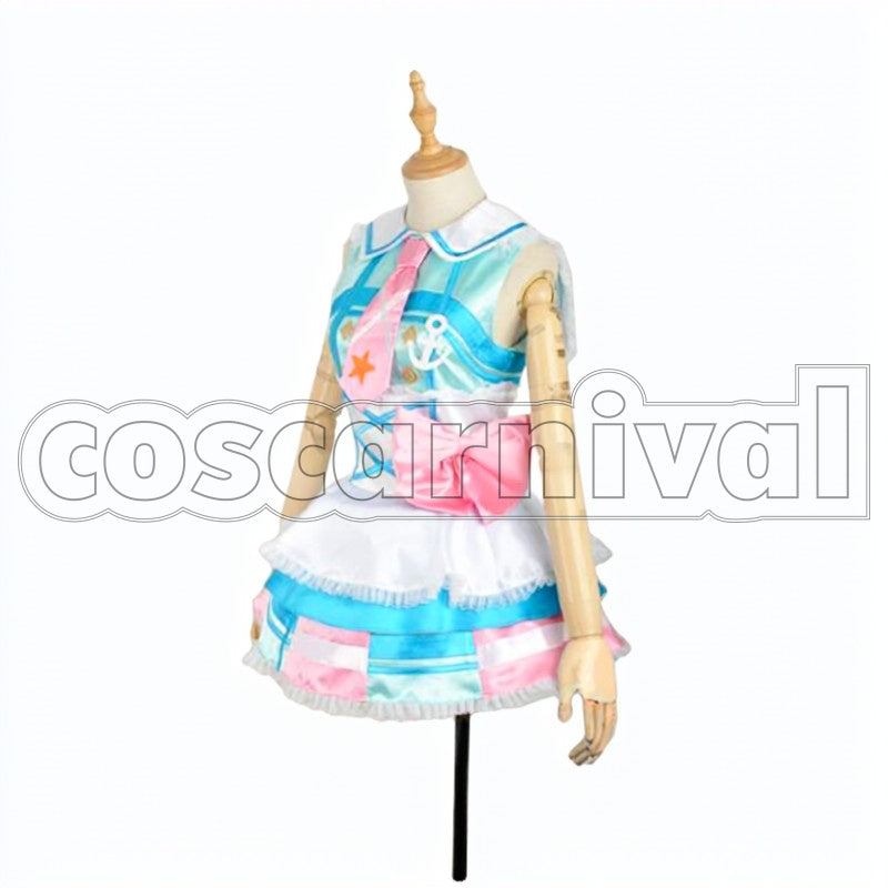 Aqours Kimi no Kokoro wa Kagayaiteru kai? Riko Sakurauchi cosplay costume from Love Live! Sunshine!!, side view