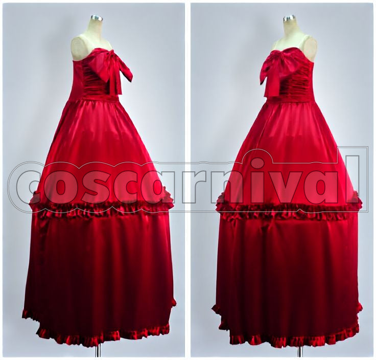Ranka Lee Red One-Piece Dress Cosplay cosplay costume from Macross Frontier, front view 2