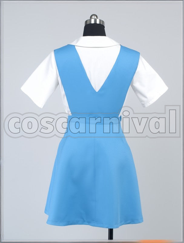 Rei Ayanami cosplay costume from Neon Genesis Evangelion, back view