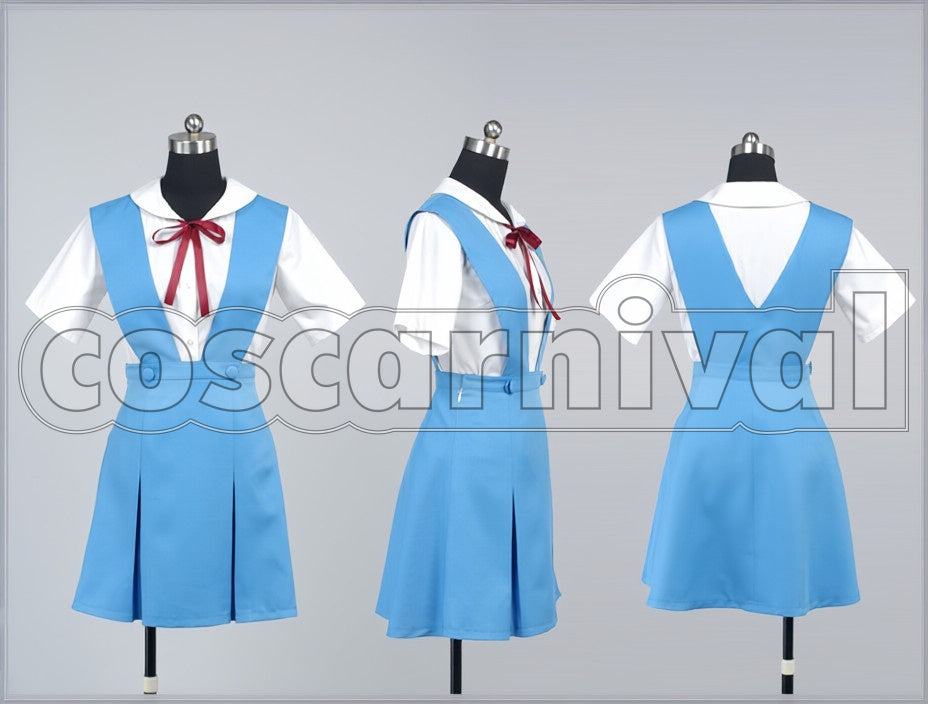 Rei Ayanami cosplay costume from Neon Genesis Evangelion, front view