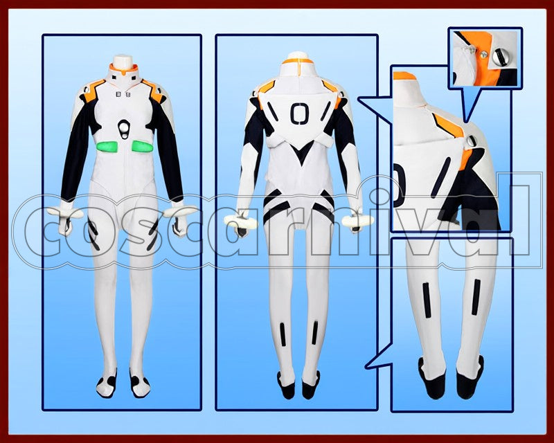 Rei Ayanami cosplay costume from Neon Genesis Evangelion, front view