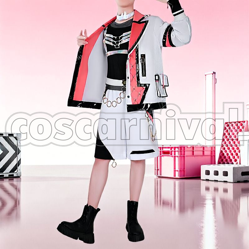 1st LIVE Over Drive Akagi Wen Merch Outfit Cosplay cosplay costume from Nijisanji MECHATU-A, front view 2