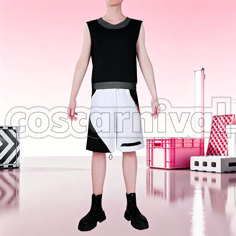 1st LIVE Over Drive Akagi Wen Merch Outfit Cosplay cosplay costume from Nijisanji MECHATU-A, front view 4