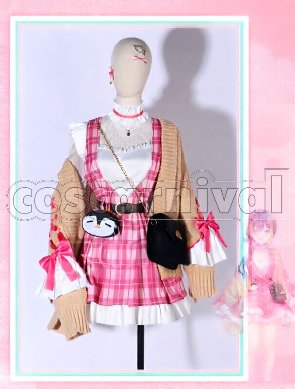 Gurin Checkered Pattern New Outfit Without Sweater Cosplay cosplay costume from Nijisanji Petra, front view 2
