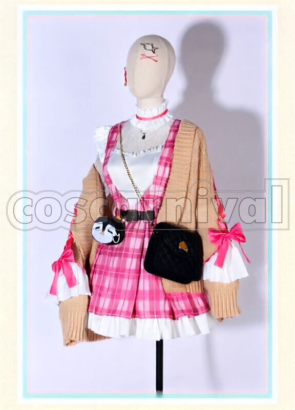 Gurin Checkered Pattern New Outfit Without Sweater Cosplay cosplay costume from Nijisanji Petra, front view 3