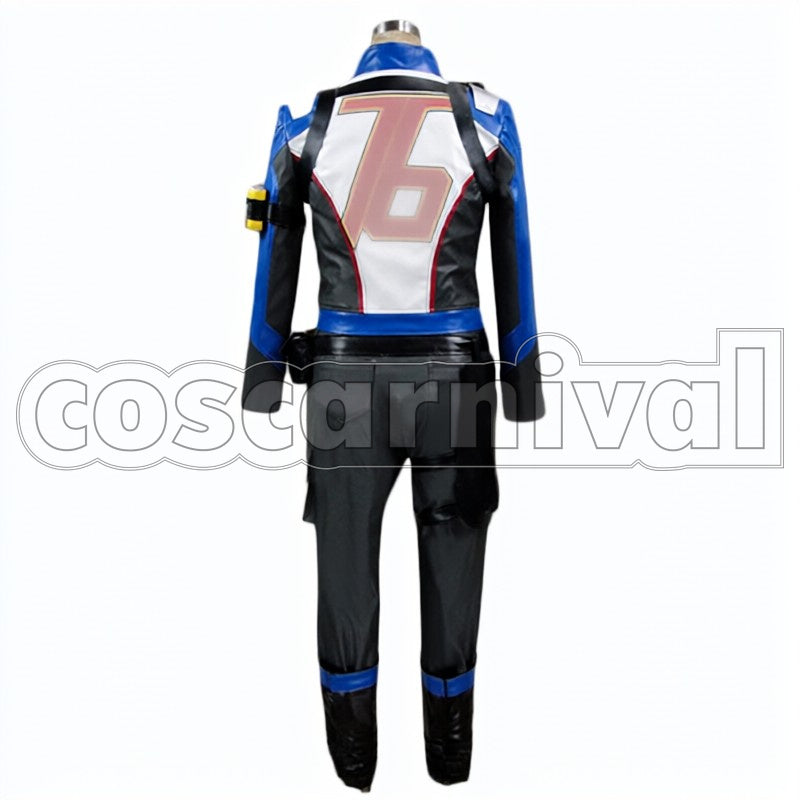 Soldier: 76 cosplay costume from Overwatch, back view