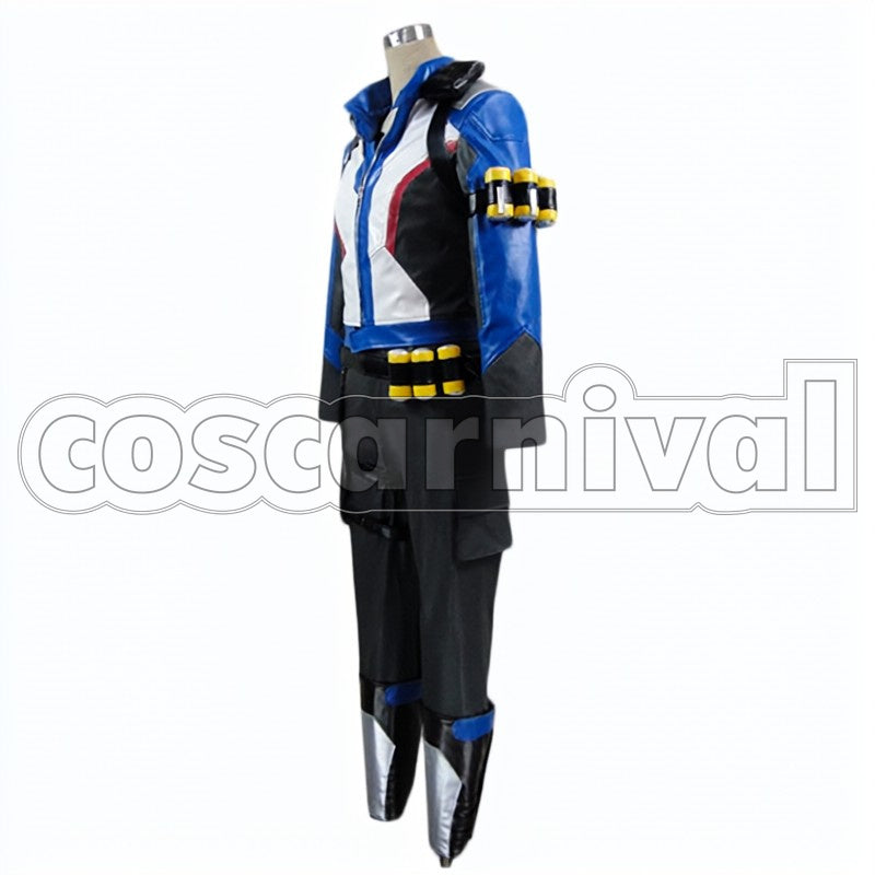 Soldier: 76 cosplay costume from Overwatch, side view