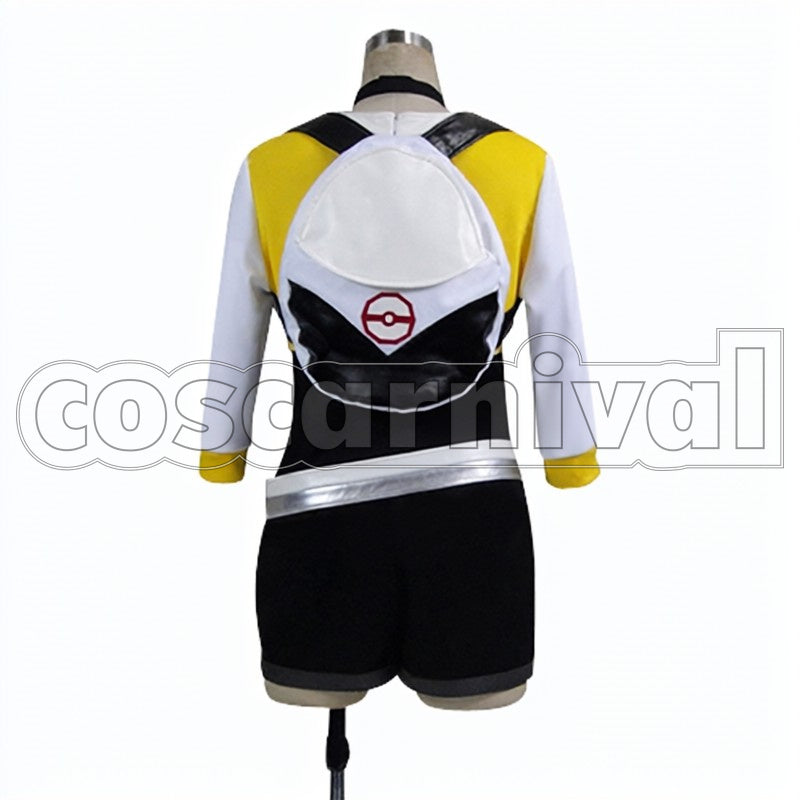 Female Beginner Yellow cosplay costume from Pok mon GO, back view