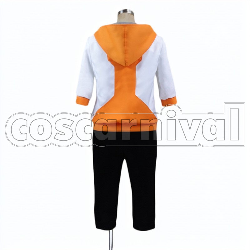 Trainer Orange cosplay costume from Pok mon GO, back view