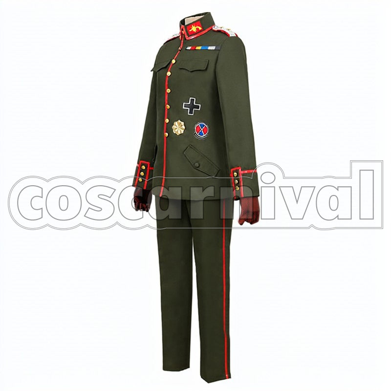 the Evil Zettour cosplay costume from Saga of Tanya, side view