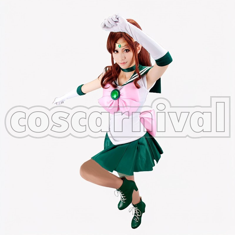 Sailor Jupiter cosplay costume from Sailor Moon, front view