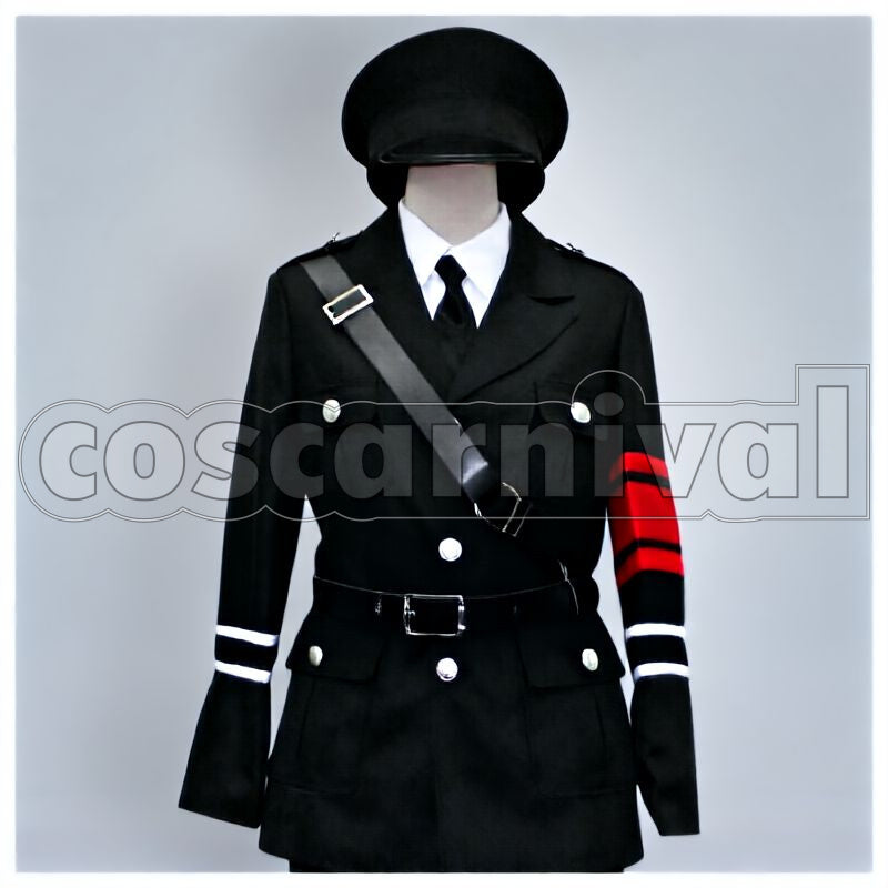 Chi Shiki Black Military Uniform Cosplay cosplay costume from Togainu no, front view