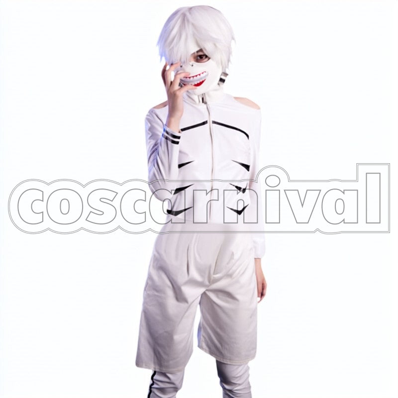 White Kaneki Ken Kaneki Kaneki Centipede cosplay costume from Tokyo Ghoul, front view 2