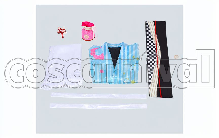 Light Version Midare Toushirou Yukata Cosplay cosplay costume from Touken Ranbu, set view