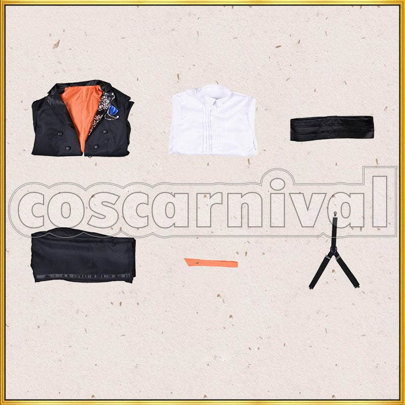 Kotobuki Celebration Formal Wear Mutsunokami Yoshiyuki Tailcoat Cosplay cosplay costume from Touken Ranbu Musical, set view