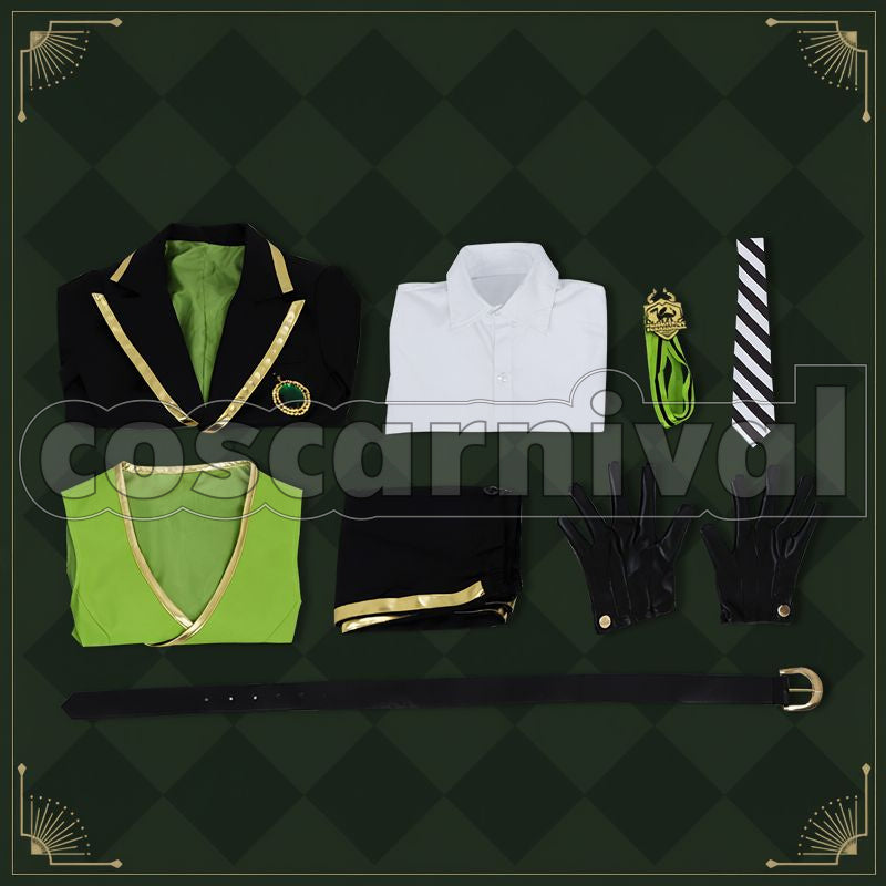 Draconia, Sebek Zigvolt Diasomnia School Uniform Cosplay cosplay costume from Disney Twisted-Wonderland Malleus, set view