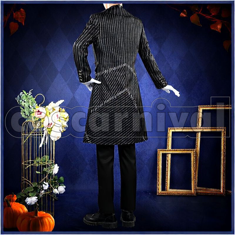 Shroud Lost in the Book with Tim Burton's The Nightmare Before Christmas Halloween Cosplay cosplay costume from Disney Twisted-Wonderland Idia, back view